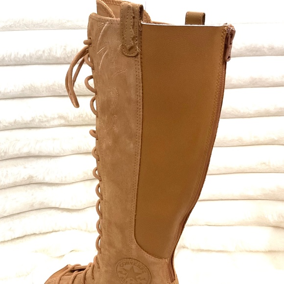 Tan Converse Knee High Lug Sole Boots – Women’s Leather Lace Up Size 9 - Picture 8 of 16